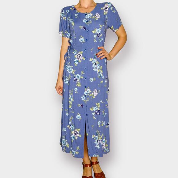 Vintage 90s Fashion Bug Periwinkle Dress‎ - Picture 1 of 5